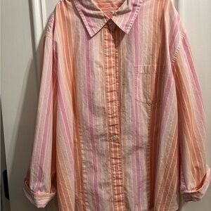 Talbots Pink and Orange Striped Shirt
